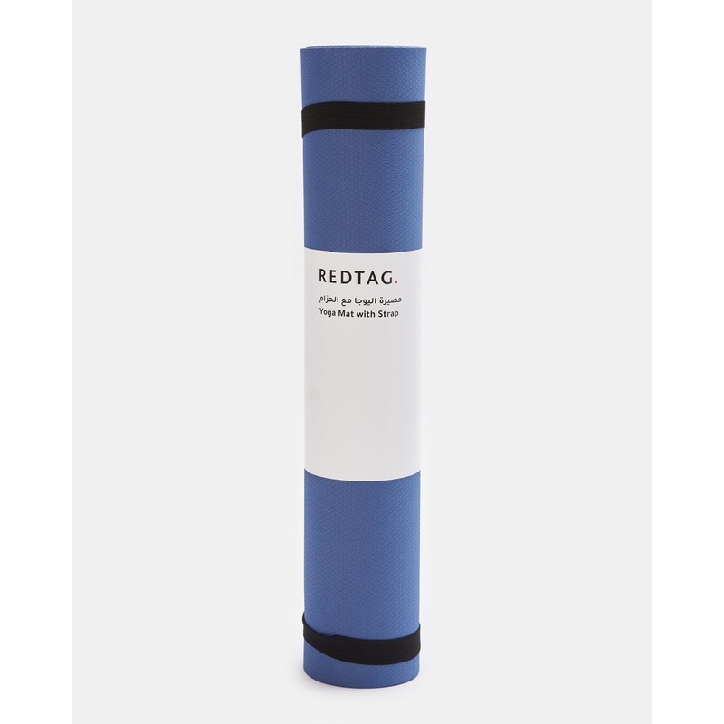 Blue And Navy Two-Colour Yoga Mat With Carrying Strap
