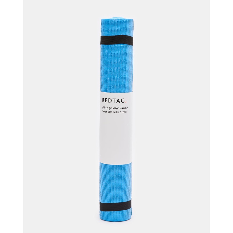 Blue Solid Yoga Mat With Carrying Strap