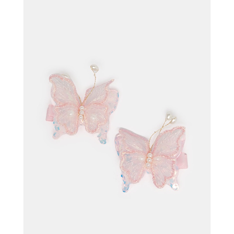 Girls Pink Embellished Hair Clip Set (Pack of 2)