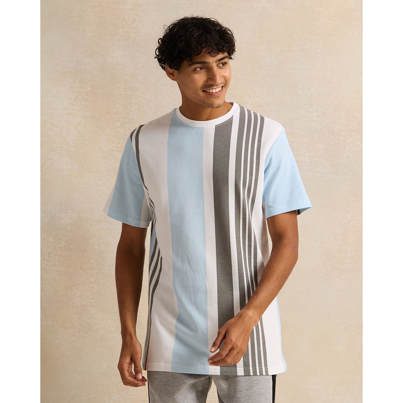 Men Blue Striped T-Shirt|Small|Medium|Large|X-Large|XX-Large