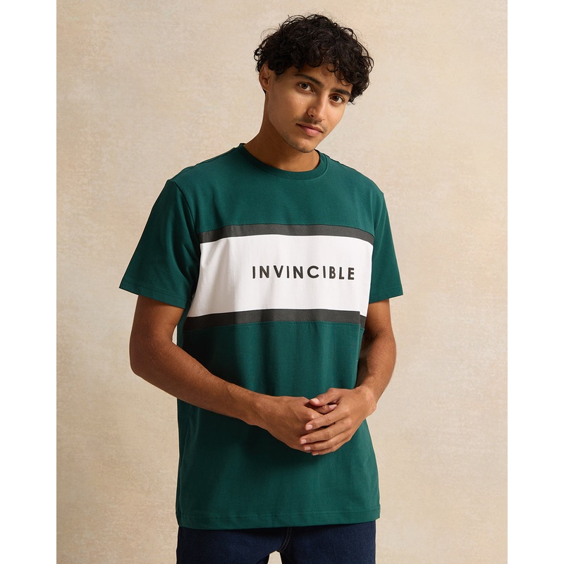 Men Green Short Sleeved Printed T-Shirt