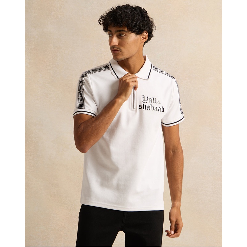 Men White Printed Polo Shirt|Small|Medium|Large|X-Large|XX-Large