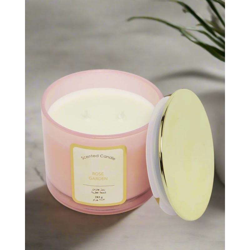Pink Rose Garden Candle With Lid