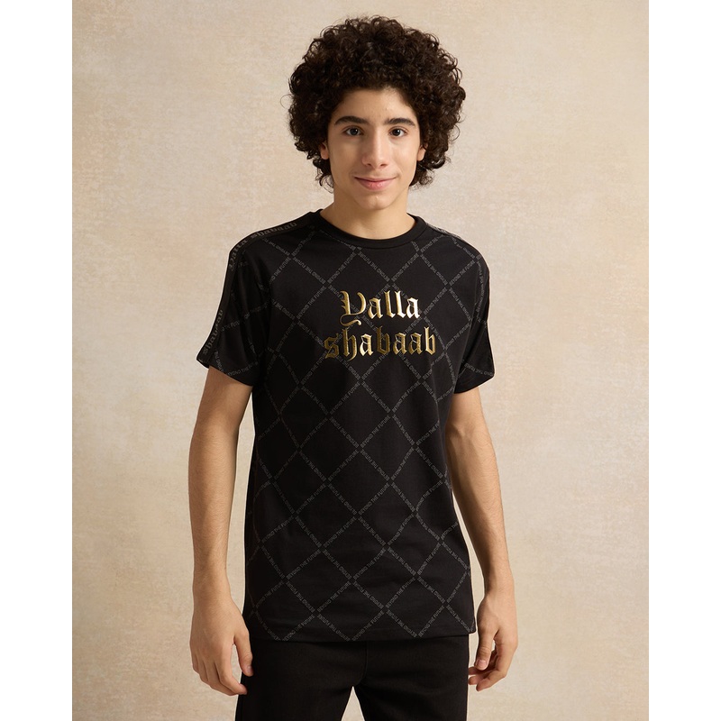 Senior Boys Black Embellished T-Shirt
