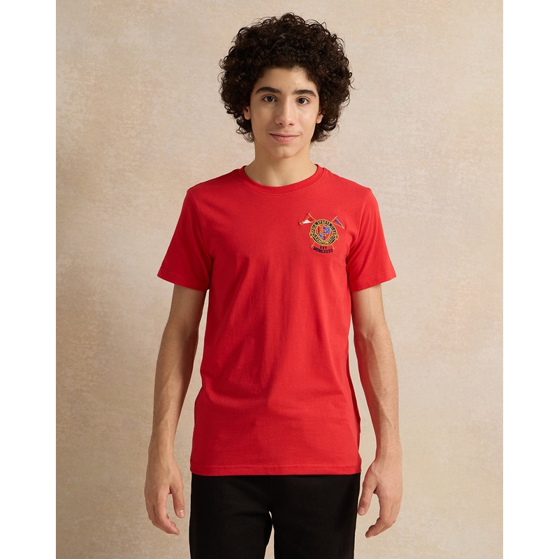 Senior Boys Red Embroidered T-Shirt