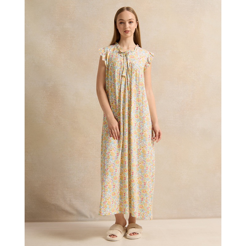 Senior Girls Beige Floral Nightgowns