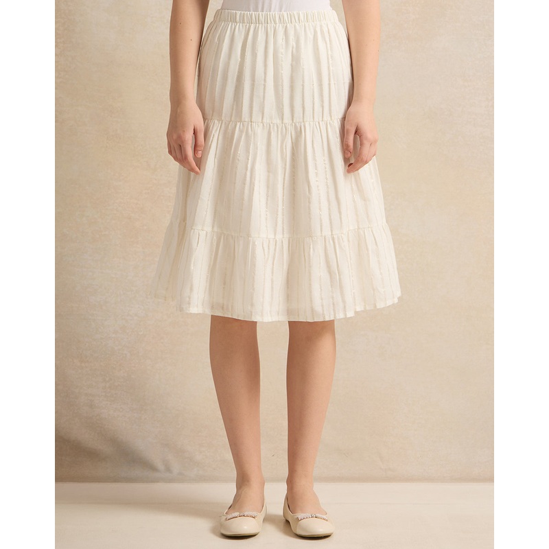 Senior Girls White Embellished Skirt