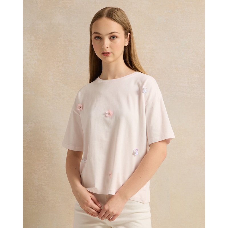 Senior Girls White Embellished T-Shirt