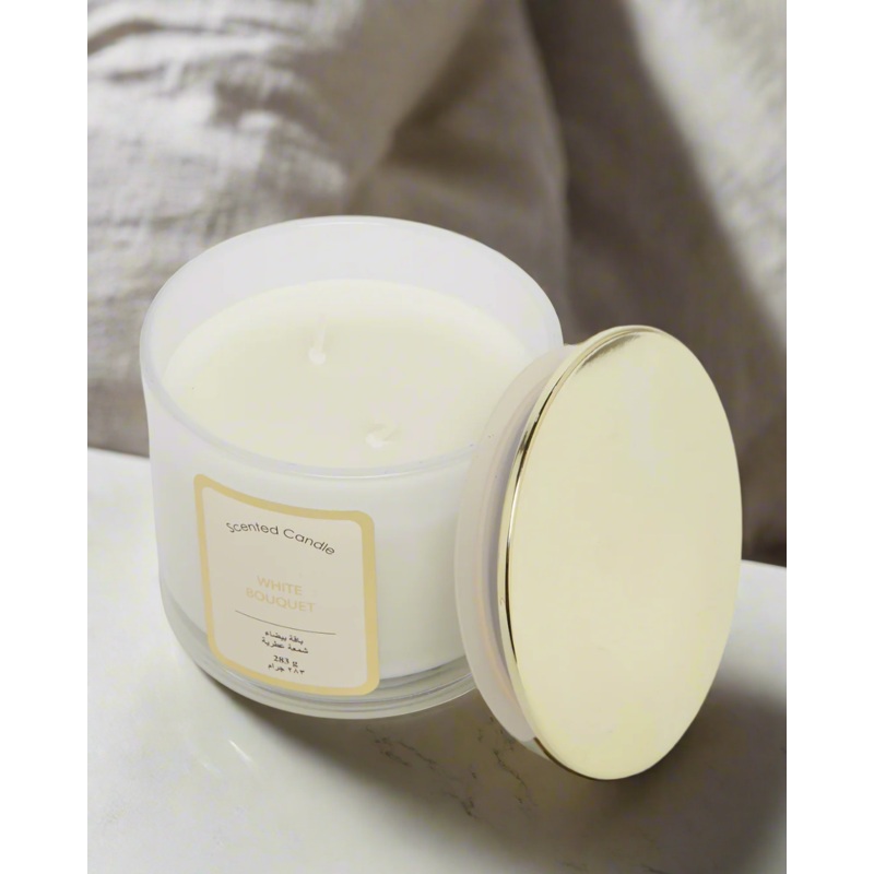White Bouquet Jar Candle With Lid