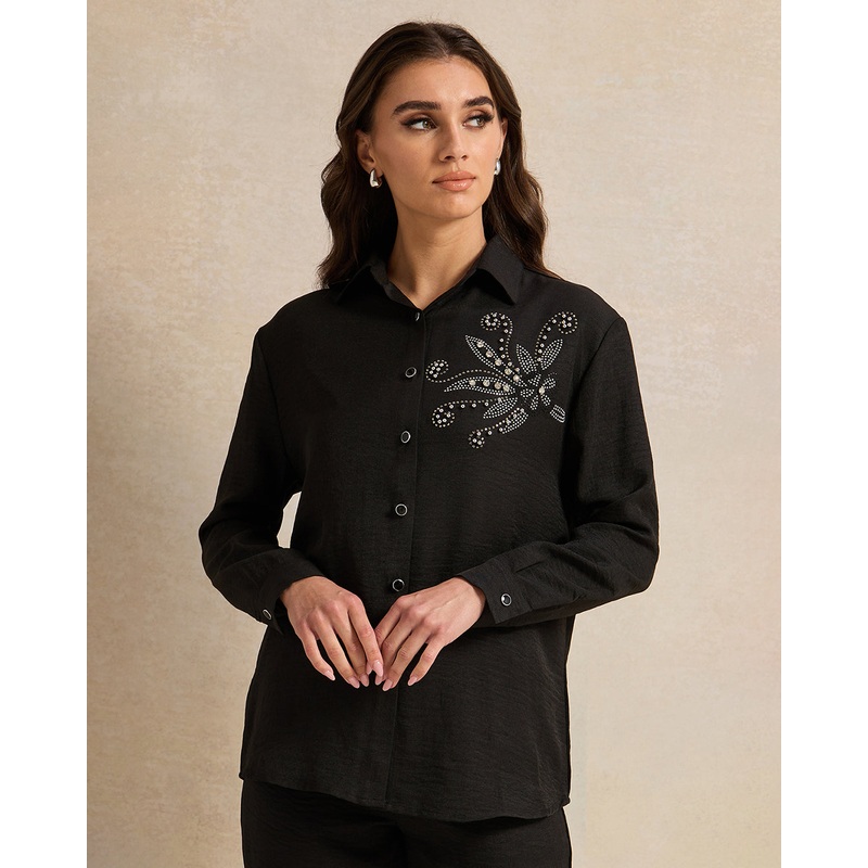 Women Black Embellished Shirt|UK8|UK10|UK12|UK14|UK16|UK18