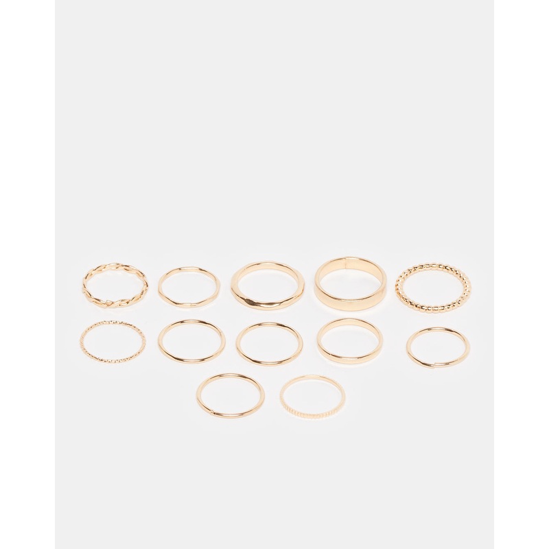 Women Gold Embellished Ring Set (Pack of 12)