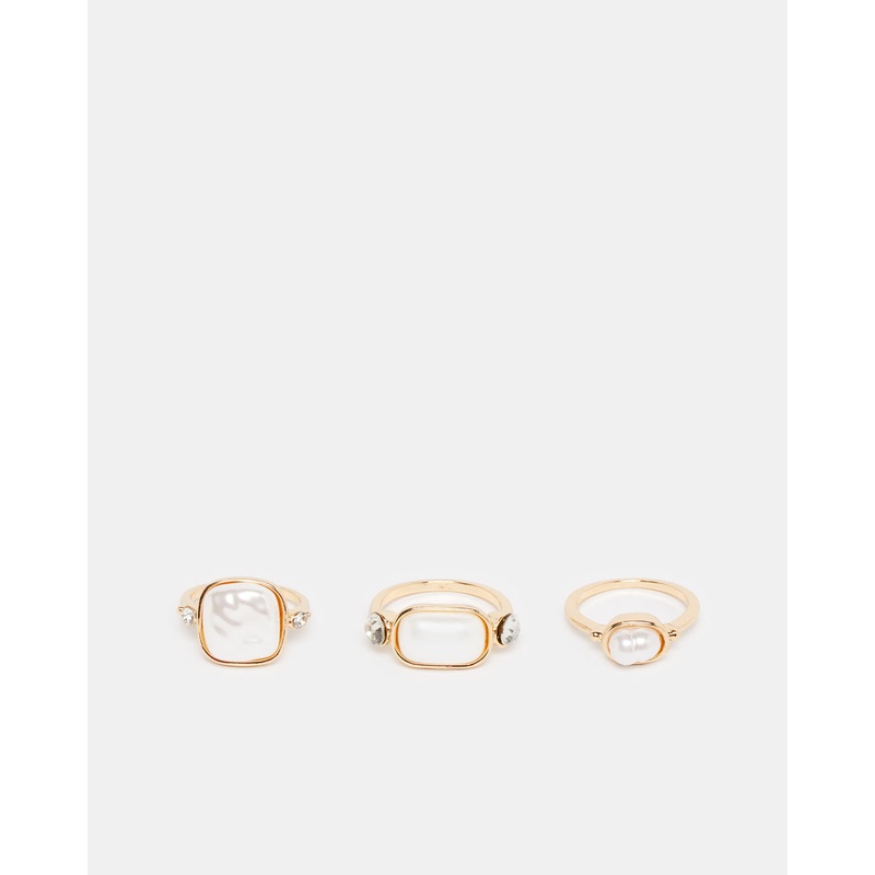 Women Gold Embellished Ring Set (Pack of 3)