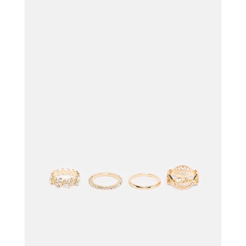 Women Gold Embellished Ring Set (Pack of 4)