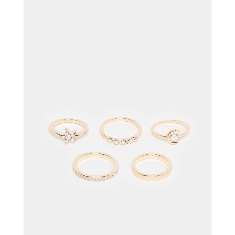Women Gold Embellished Ring Set (Pack of 5)