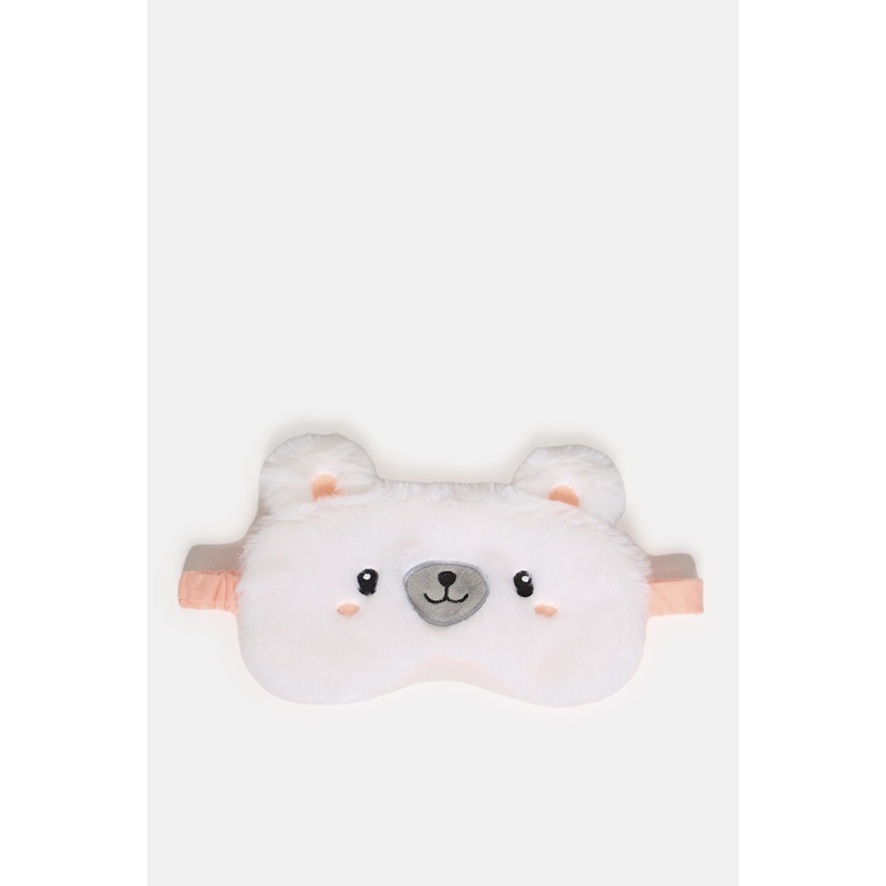 Women White And Pink Bear Embellished Eye Mask