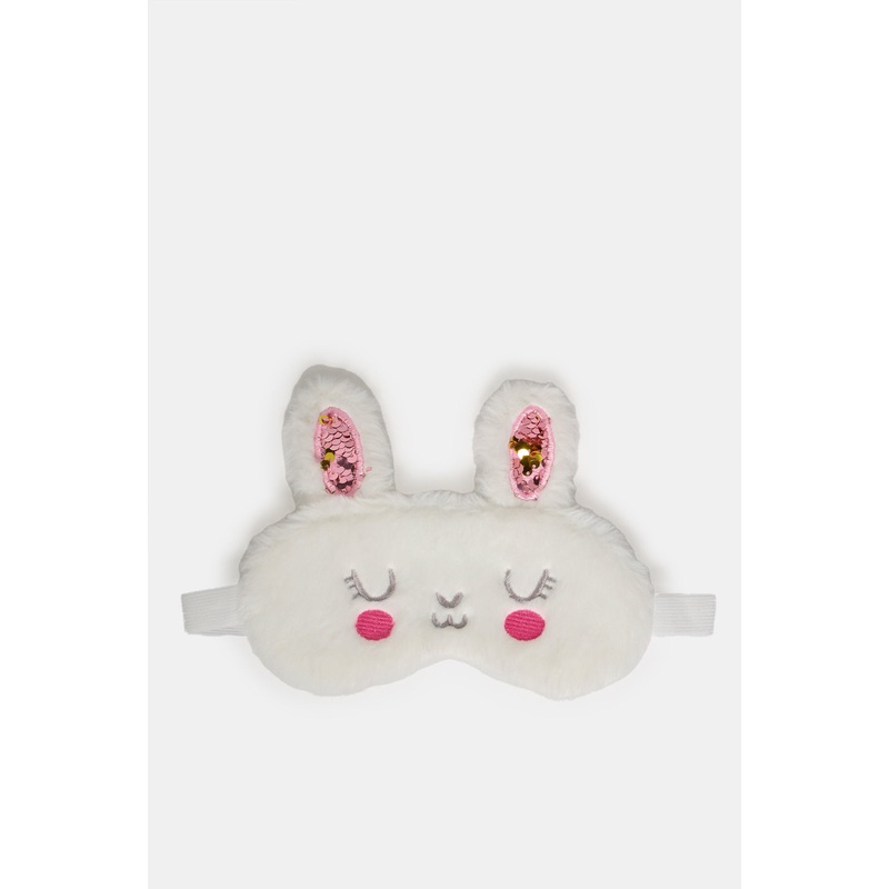 Women White And Pink Embellished Eye Mask