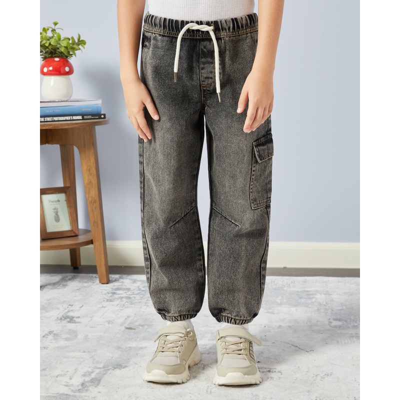 Boys Grey Side Cargo Pocket Jogger