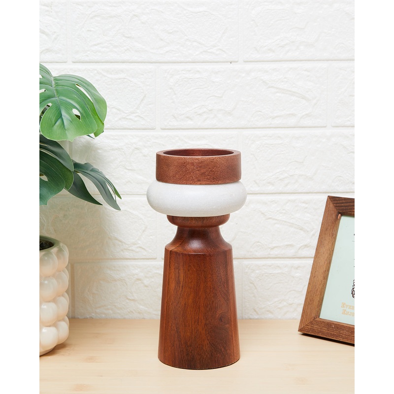 Brown Midmod Pillar Candle Holder