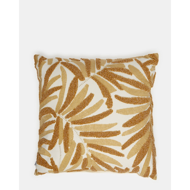 Brown Palm Embroidered Cushion