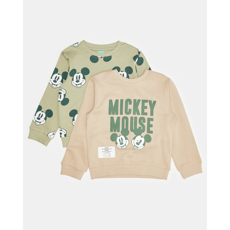 Infant Boys Beige And Green Sweatshirt Set (Pack Of 2)