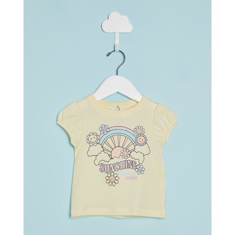 Infant Girls Yellow Sunshine Print T-Shirt