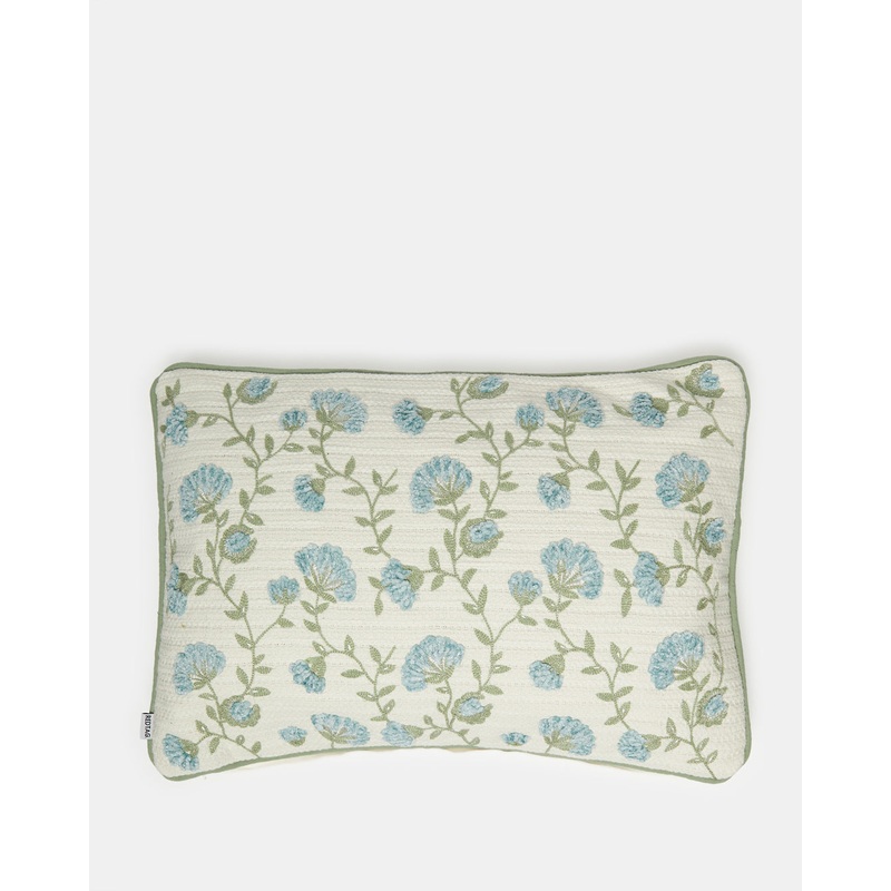 Ivory Floral Embroidered Cushion
