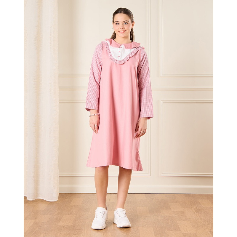 Senior Girls Pink Collared Uniform Dress