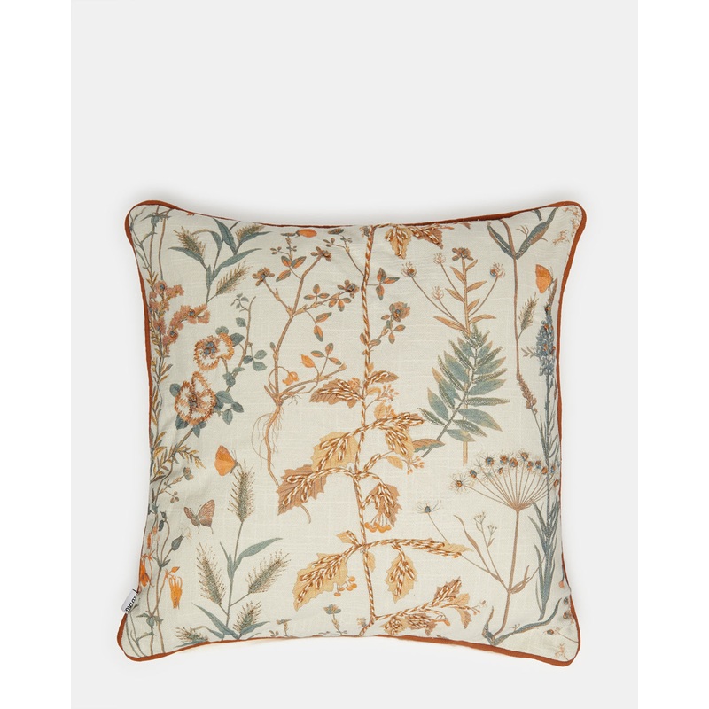 White Print With Embroidery Cushion