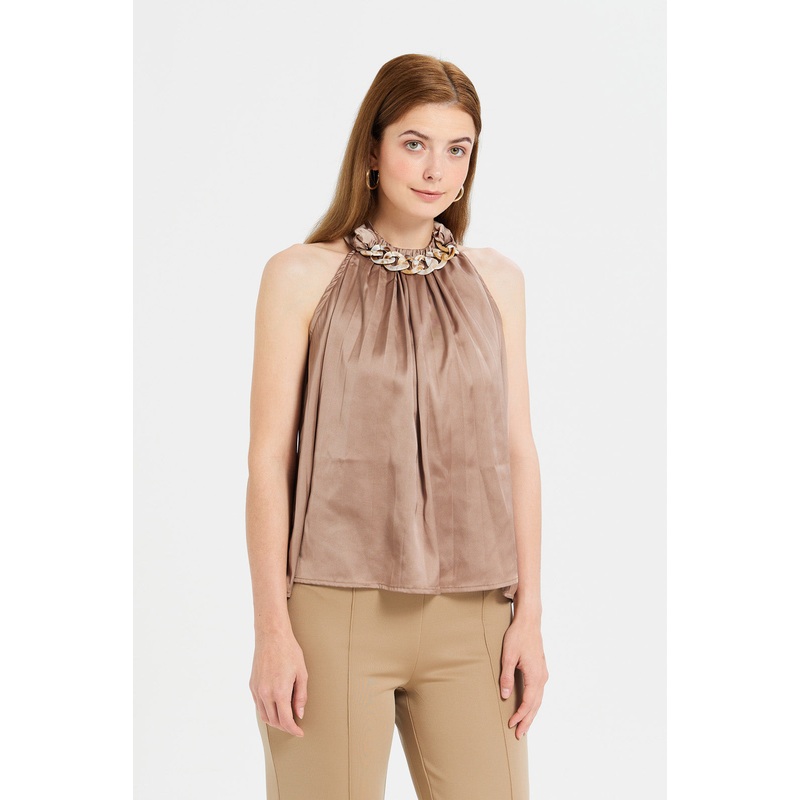 Woman Brown Chain Blouse|UK8|UK10|UK12|UK14|UK16|UK18