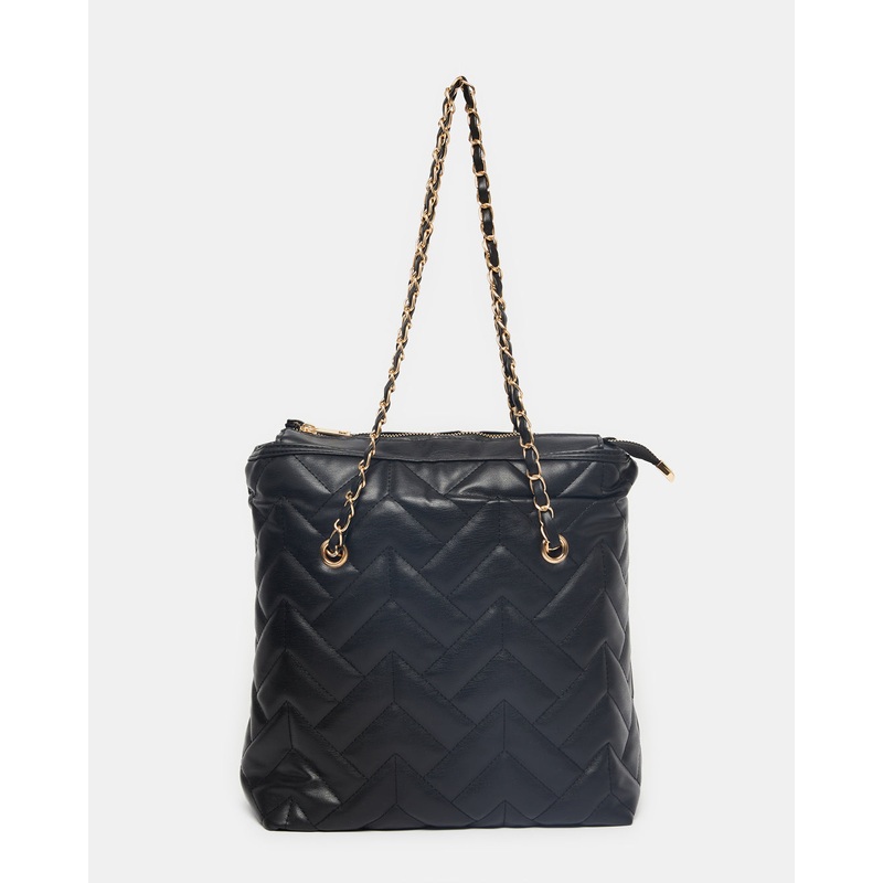 Women Black Quilted Tote Bag