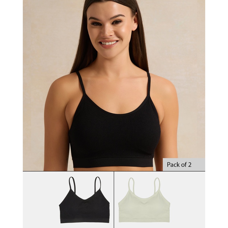 Women Green And Black Comfort Bra Set (Pack of 2)