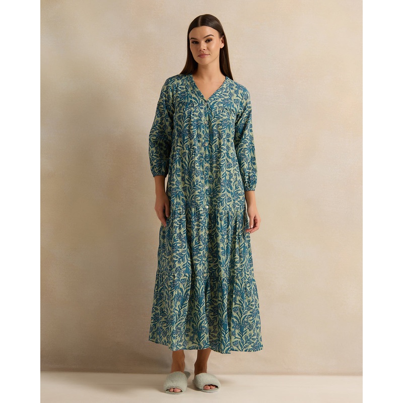 Women Green Printed Nightgown|UK10|UK12|UK14|UK16|UK18