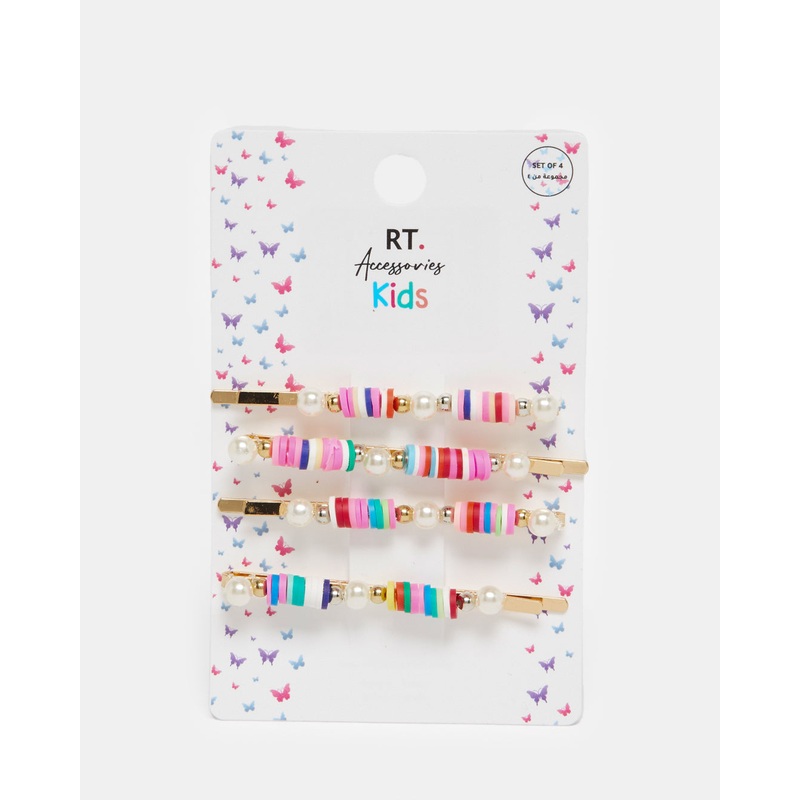 Girls Assorted Embellished Hair Clips Set (Pack of 4)