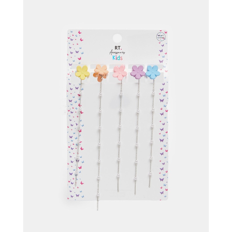 Girls Assorted Embellished Hair Clips Set (Pack of 5)