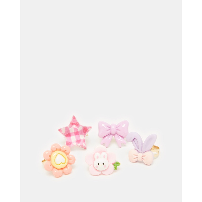 Girls Assorted Embellished Ring Set (Pack of 5)