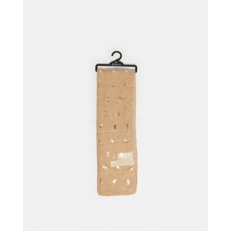 Girls Brown Printed Scarf