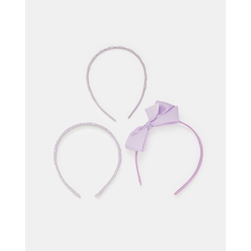 Girls Lilac And White Headband Set (Pack of 3)
