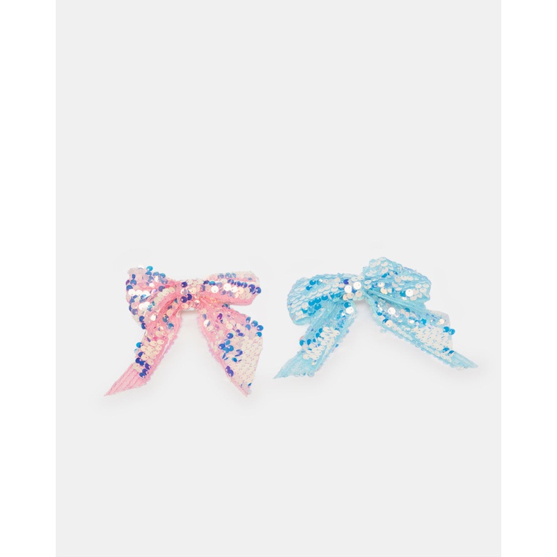 Girls Pink And Blue Embellished Hair Clips Set (2Piece)