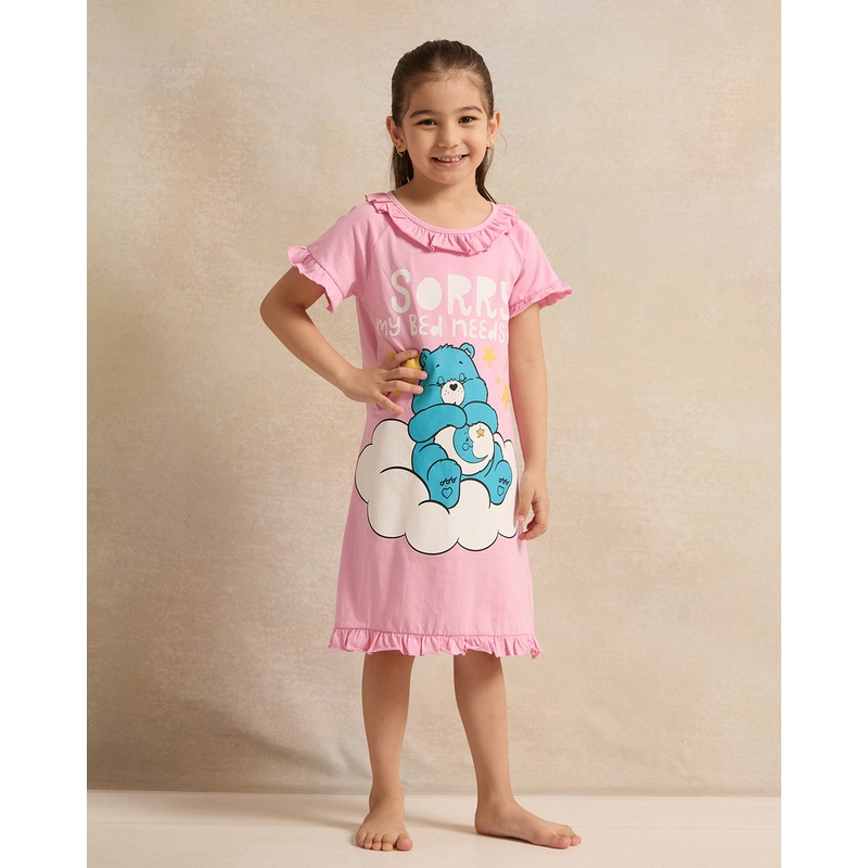 Girls Pink Cares bear Placement Print Nightshirt