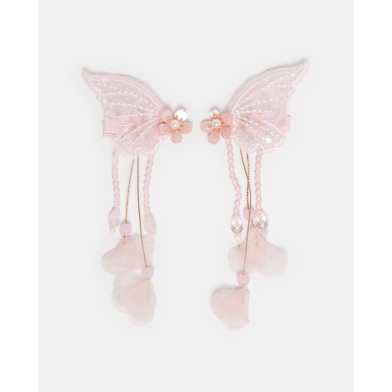 Girls Pink Embellished Hair Clips Set (Pack of 2)