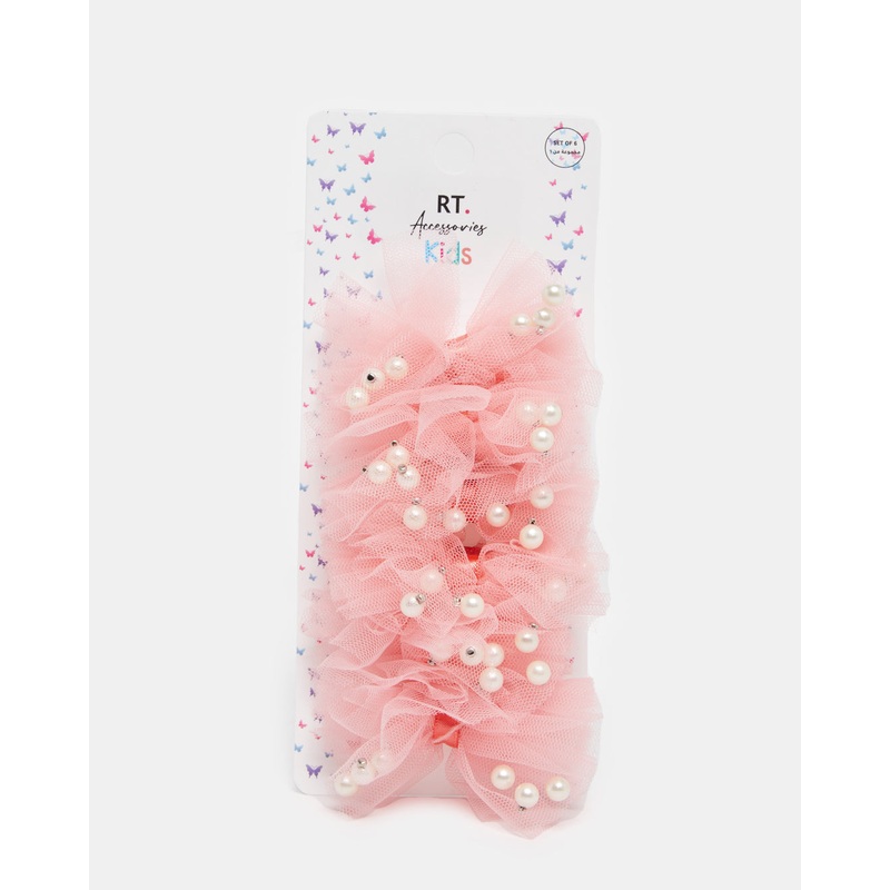 Girls Pink Embellished Hair Clips Set (Pack of 6)
