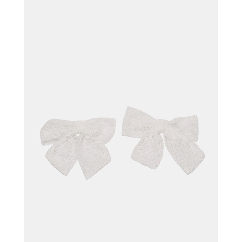 Girls White Embellished Hair Clips(2 Piece)