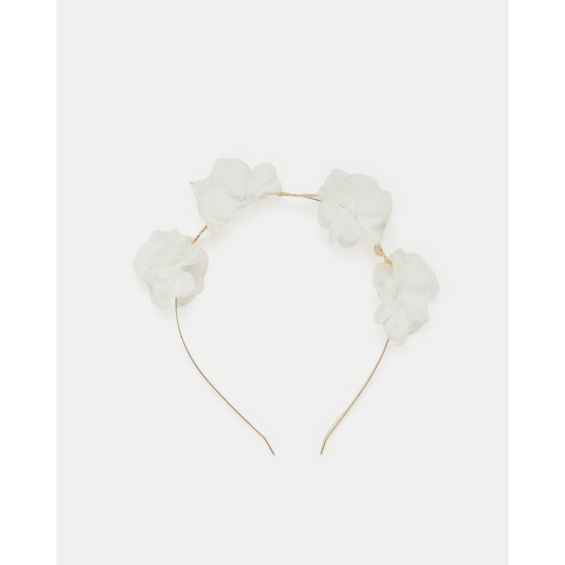 Girls White Floral Headband|Default Title