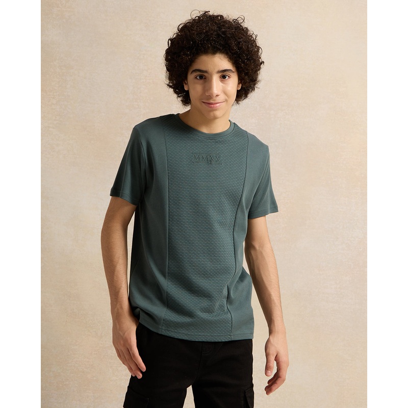 Senior Boys Green Jacquard T-shirt