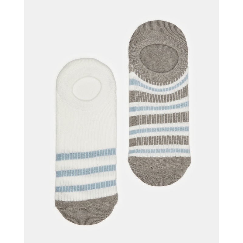 Senior Girls Grey And White Invisible Socks (2 Pairs)