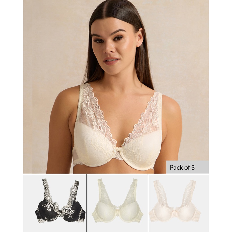 Women Assorted Non-Wired Comfort Bra Set (Pack of 3)