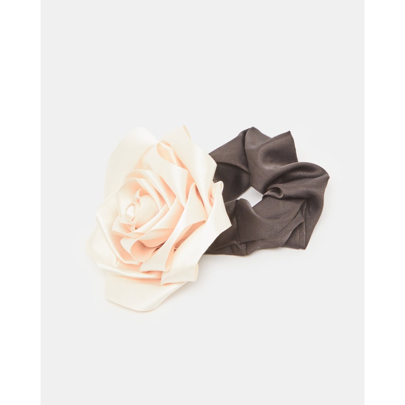 Women White And Brown Hair Scrunchy Set (2 Piece)