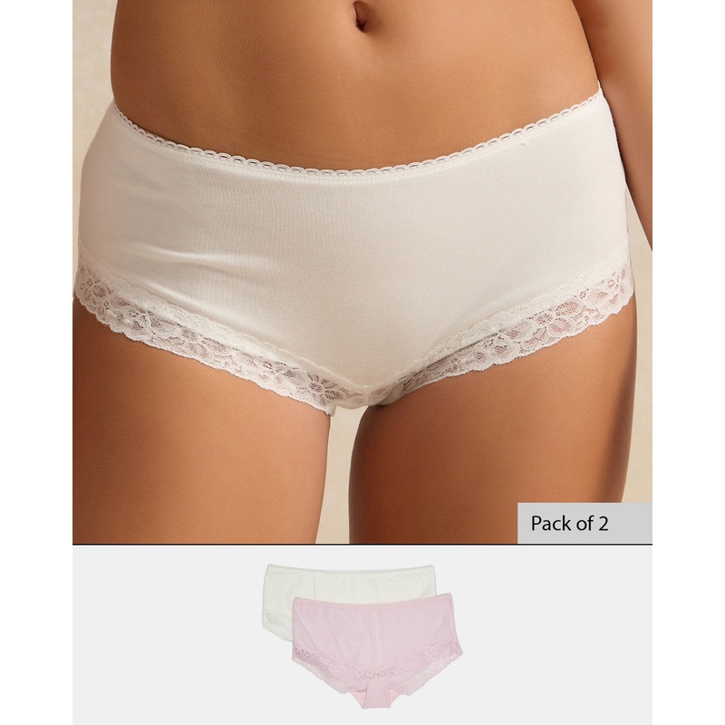 Women White Boyleg Brief (Pack of 2)