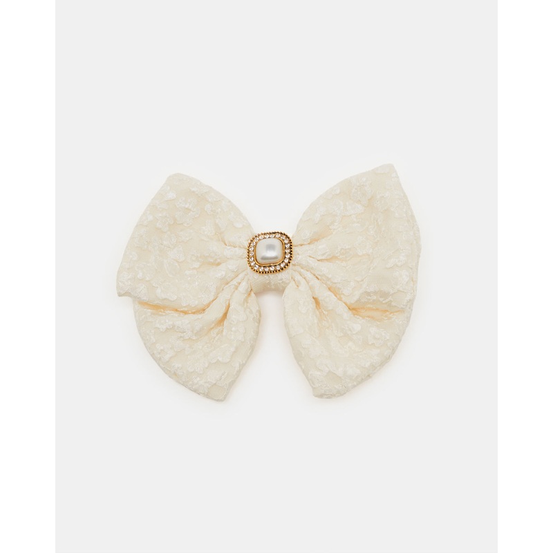Women White Embellished Hair Claw