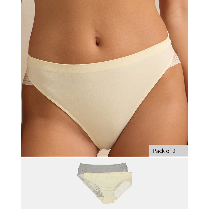 Women Yellow And Grey Boyleg Brief (Pack of 2)